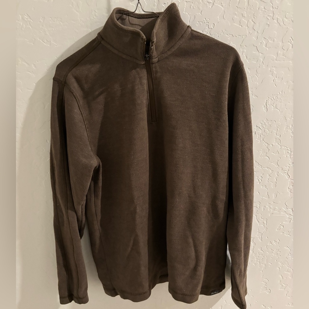 Eddie Bauer Brown Half Zip Up Sweater